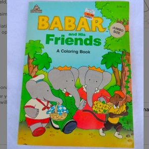 Babar and his friends jumbo size kids cute elephants coloring book 1989